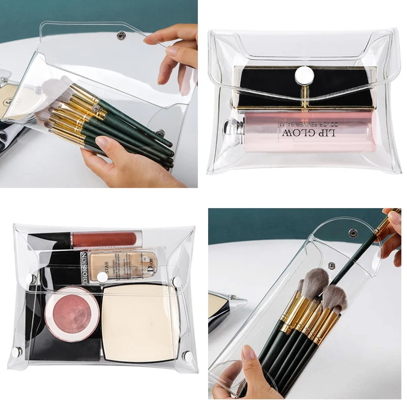 Makeup Bag Clear Organizer Cosmetic Bags Travel Portable Brush Case Storage Bags Transparent Pen Bag Wash Toiletry Bag Container