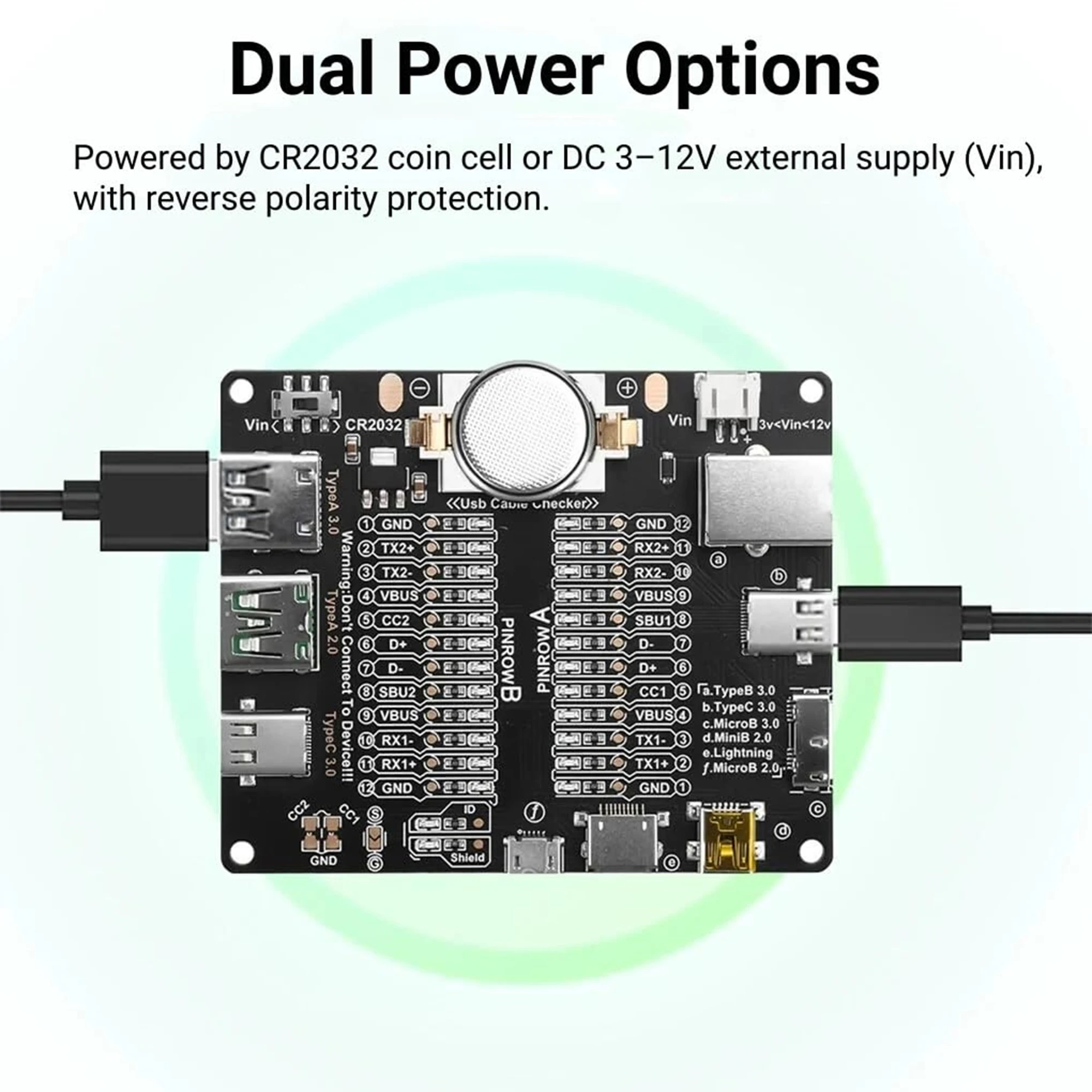 Papan Deteksi Kabel Data DC3-12V Tipe-C USB Micro A B Penguji Kabel Sirkuit Pendek Sakelar On-Off Untuk Papan Uji iOS Android