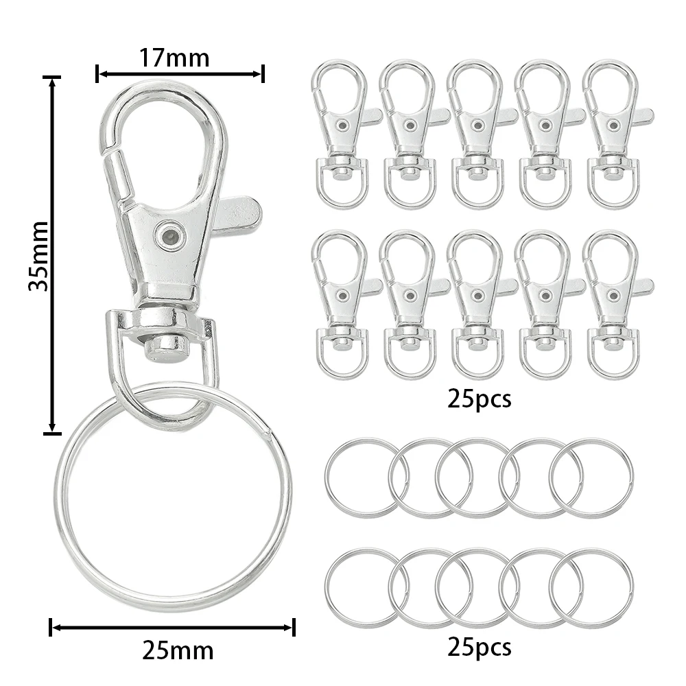 50pcs Swivel Snap Hooks with Key Rings