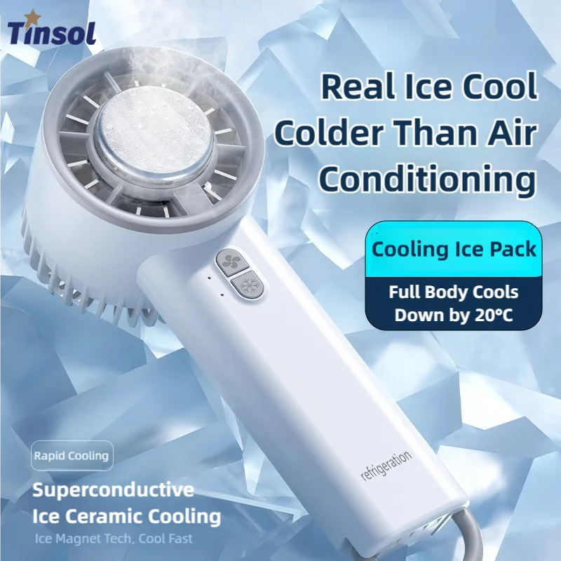 TINSOL Semiconductor Cooling Hochgeschwindigkeits-Handventilator, Mini-Ventilator, USB, tragbar, wiederaufladbar, kleiner Ventilator für den Außenbereich