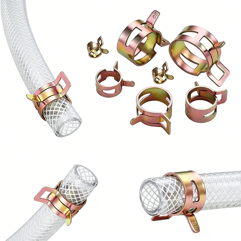 10 Pcs Spring Clip Hose Clamps 4mm‑9mm Fuel Water Air Tube Pipe Fastener Clips Car Fuel Water Line Air Pipe Hose Clamps Fastener