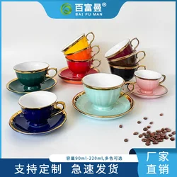 Light luxury ceramic Nordic coffee cup and saucer gold-plated simple and fashionable home internet celebrity tea cup and saucer