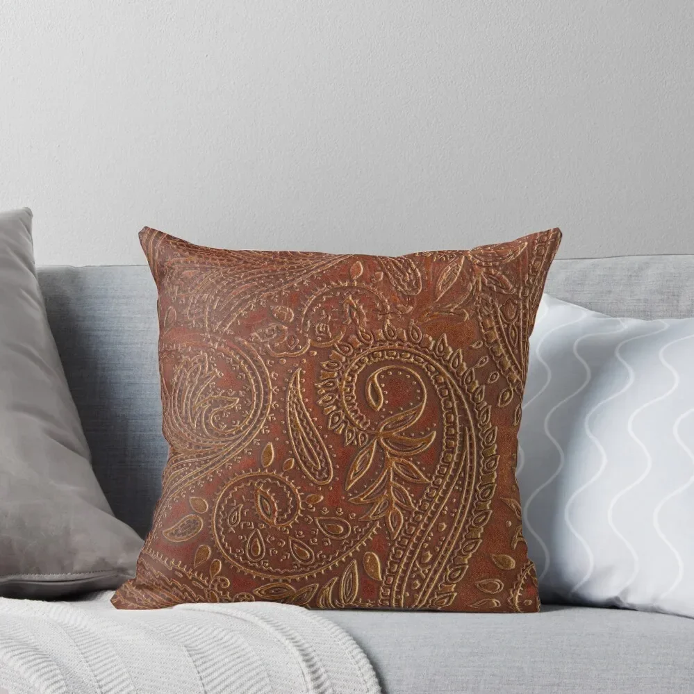 Rusty Tooled Leather Pattern Throw Pillow pillow cover luxury Cushion Cover Luxury Christmas Pillow Covers