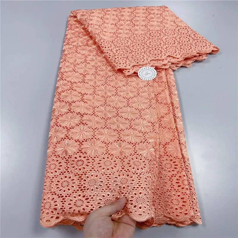 Imagem -03 - Tecido de Renda Seca Suíço Africano Bordado Frisado Pesado 100 Algodão Voile Lace Estilo Popular de Dubai 24l061201 Jardas