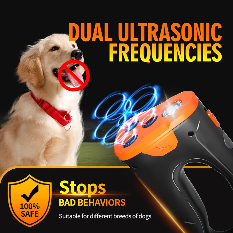 2025 Release Pet Dog Repeller Ultrasonic Dog Training Device Rechargeable Anti Dog Bark Deterrent Device With LED Flashlight