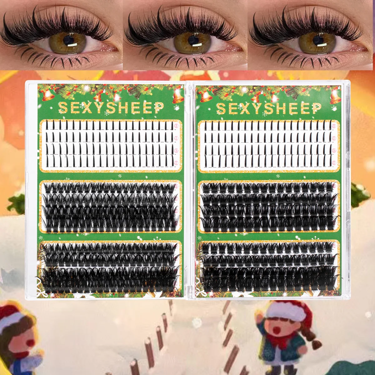 Lash Clusters Spikes Fluffy Soft Individual Lashes Eyelash Clusters Eyelash Extensions Christmas Eye Makeup Tool Festival Gift