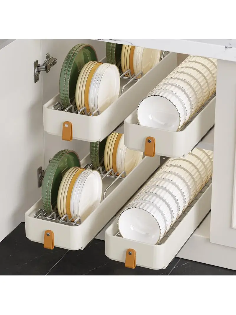 Kitchen Narrow Cabinet Pull out Basket Dish Drain Rack Cabinet  Bowl Drawer Style Drainage Shelf Stainless Steel Material