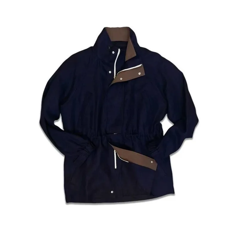 WVGA ربيع الخريف جديد الرجال المد النمط الأمريكي خمر جاكت مزود بغطاء للرأس المتخصصة شيك عادية الوقوف طوق معاطف الشارع الشهير Ins W16427