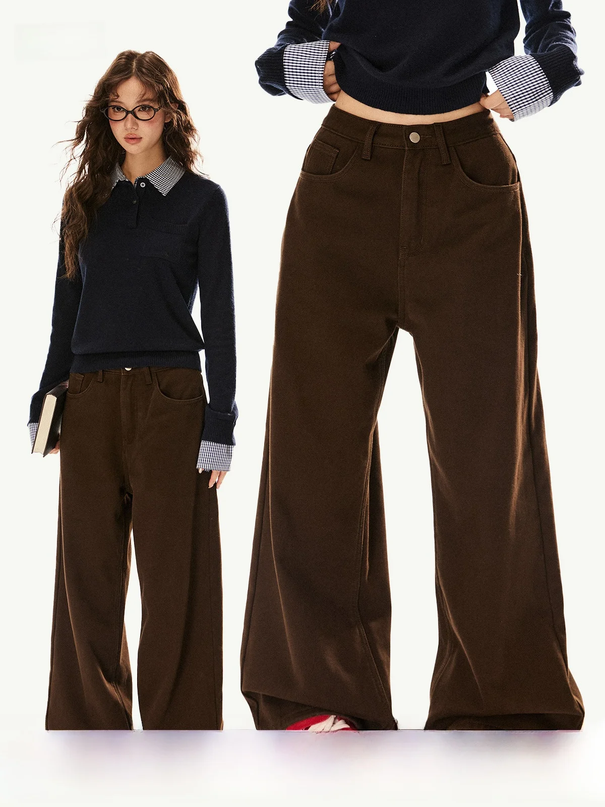 

EZEK American Barn Sle Fce Lined Thi прямые джинсы женские осенние новые широкие длинные брюки маленького размера