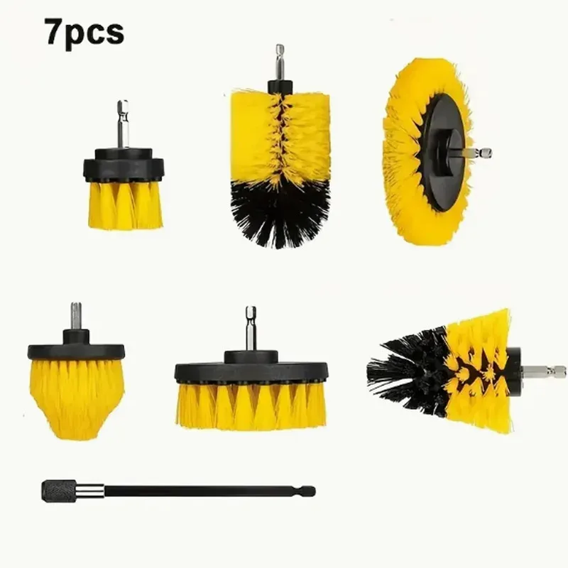 5/7-teiliges elektrisches Bürstenaufsatz-Set, Bohrmaschinen-Schrubbürste, Reinigungswerkzeug zum Reinigen von Auto, Fugen, Teppich, Boden