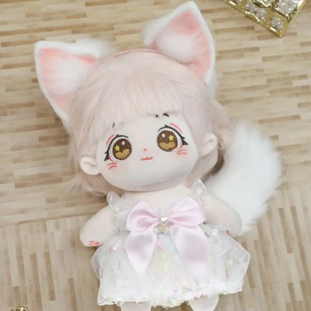 

Cat Wolf Ears 20cm Doll Headwear Ear Tails Soft Idol Doll Headwear Cat Ear Cute Black White Headwear for Cotton Doll Dress Up