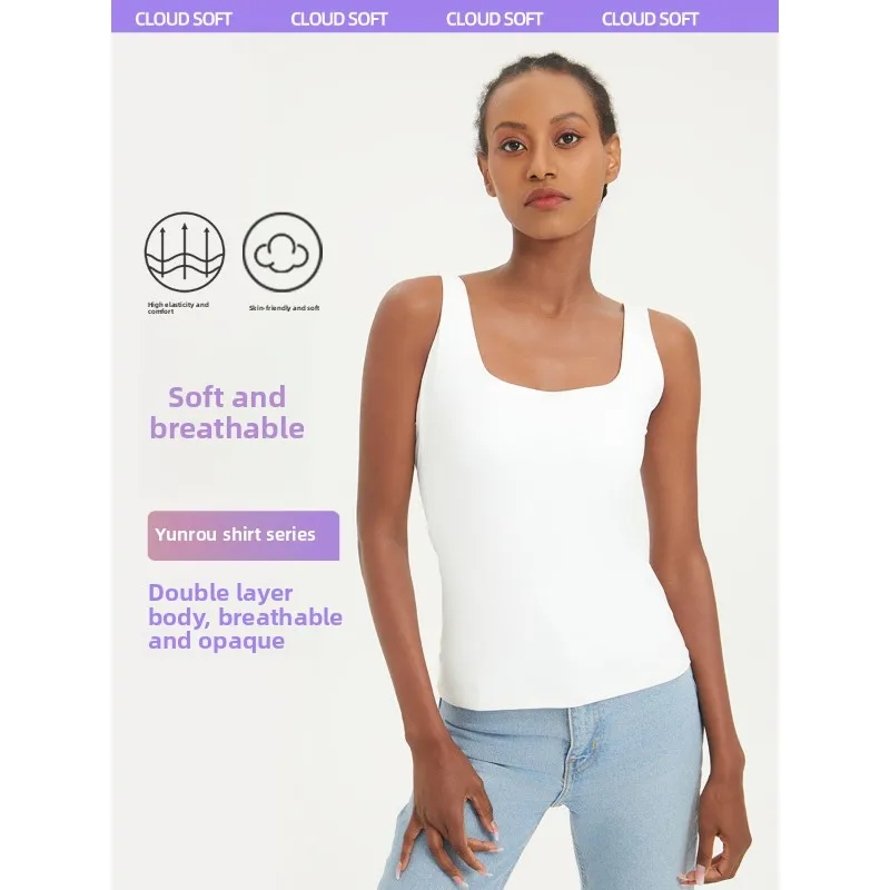 

2025 New Women's Breathable Quick - Drying Yoga Cloud Soft Shirt - U - neck Sleeveless Double Layer Slim - fit for Running