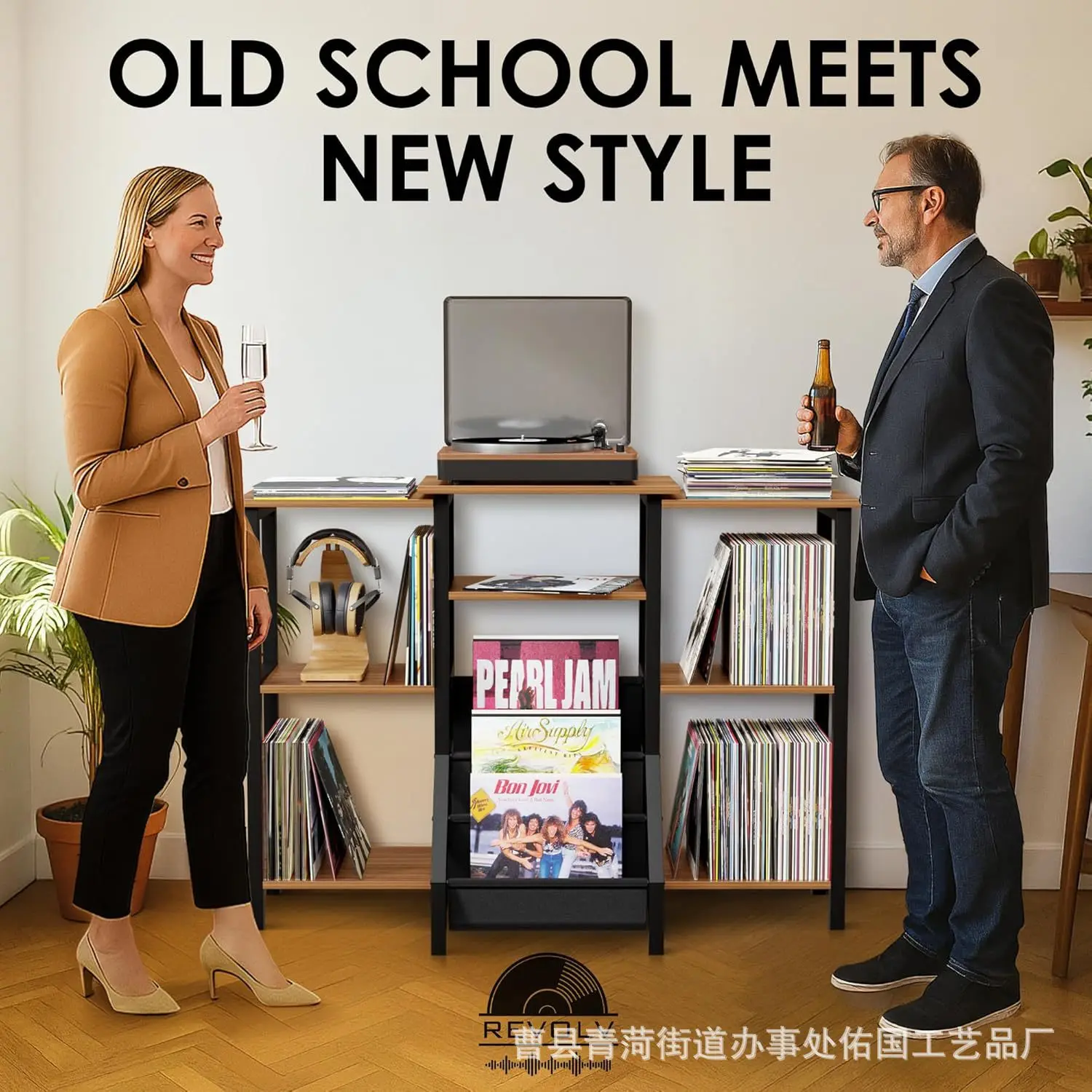 Cross-border vinyl record player storage rack, living room multi-functional CD holder, magazine rack, multi-layer display rack