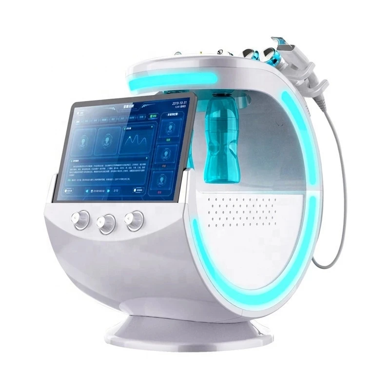 Máquina de burbujas de hidrodermoabrasión de oxígeno, dispositivo profesional de hidra facial, elevación RF, azul hielo inteligente, 7 en 1