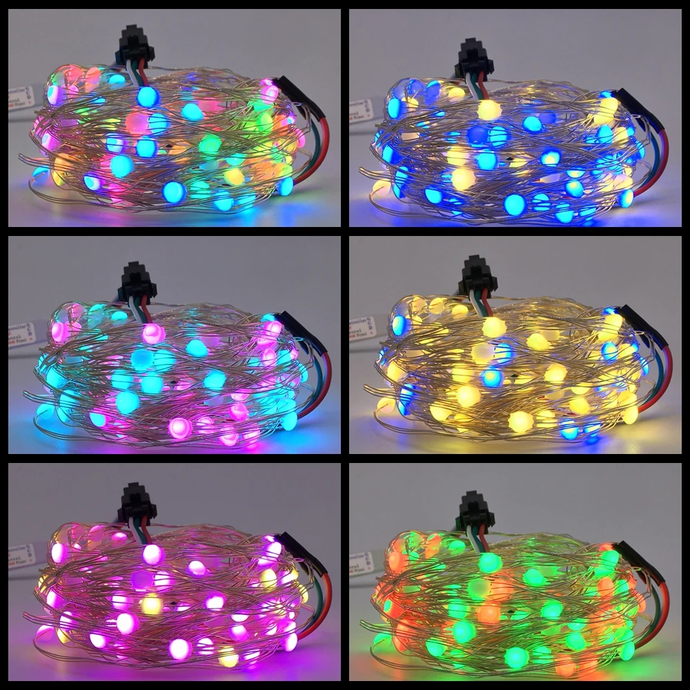 Imagem -06 - Led String Christmas Lights For Bedroom Dc5v Ws2812b Rgb Bluetooth Full Color Endereçável Individualmente Endereçável Ip67