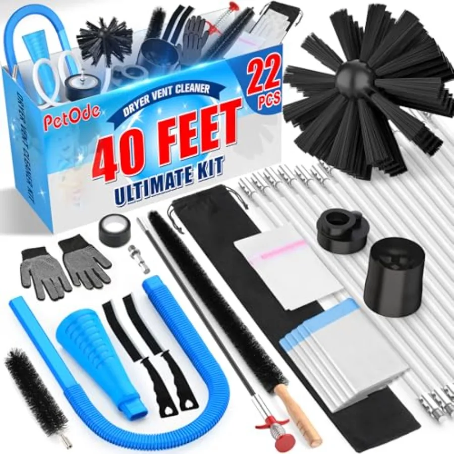 

22-piece Dryer Vent Cleaner Kit Dryer Vent Cleaning Kit Lint Remover with Dryer Vent Brush Vacuum Hose Attachment Cleaning Tool