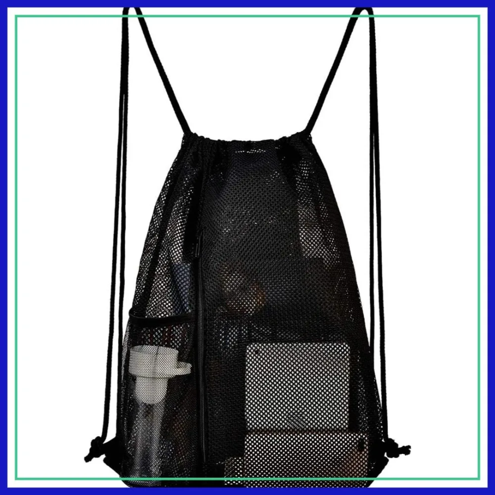 

Heavy Duty Mesh Drawstring Bag for Soccer Ball, Beach Toys - Drawstring Backpack Sports Gym Bag