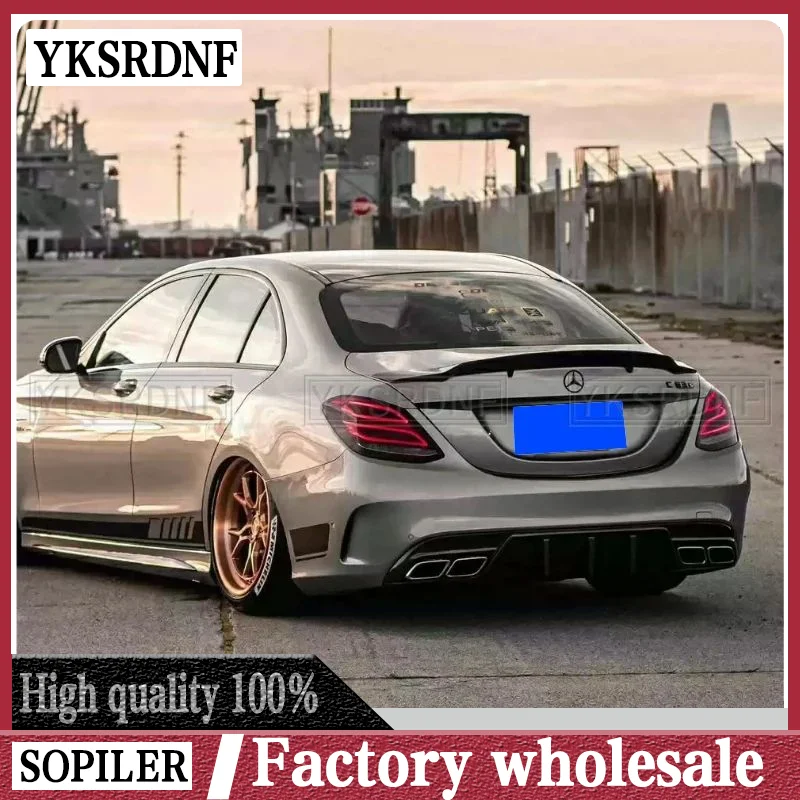 Rear Trunk Lid Car Wing Ducktail Lip Spoiler For 2014-19 Mercedes Benz C Class W205 C180 C200 C250 C300 C450 C43 C63 Carbon Fibe