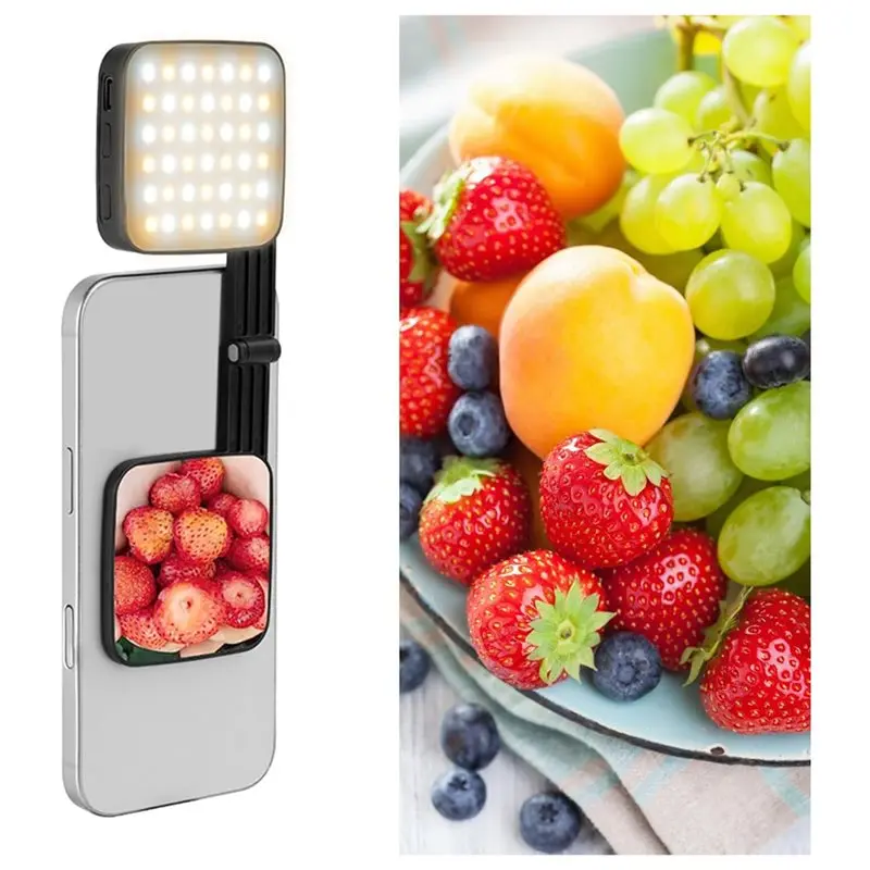 BAAE Magnetic Phone Photography LED Fill Light With Mirror, Double-Sided Selfie Light, Adjustable Color Temperature