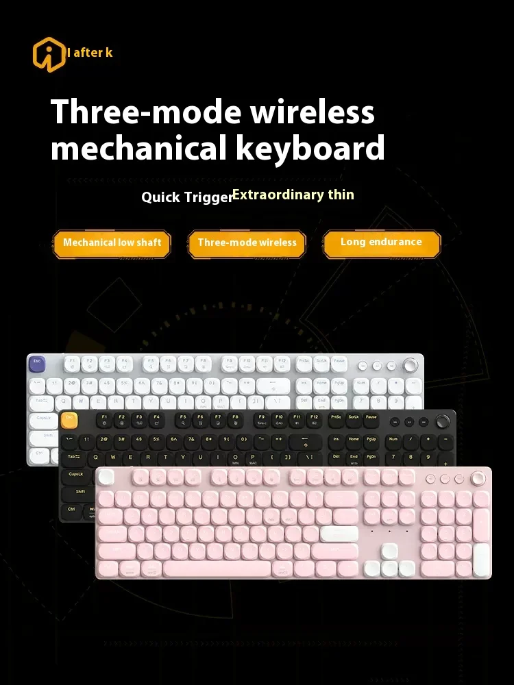 

Irok mechanical keyboard wired 2.4G wireless 3-mode gaming keyboard low axis keyboard suitable for Mac/Win computer gamers