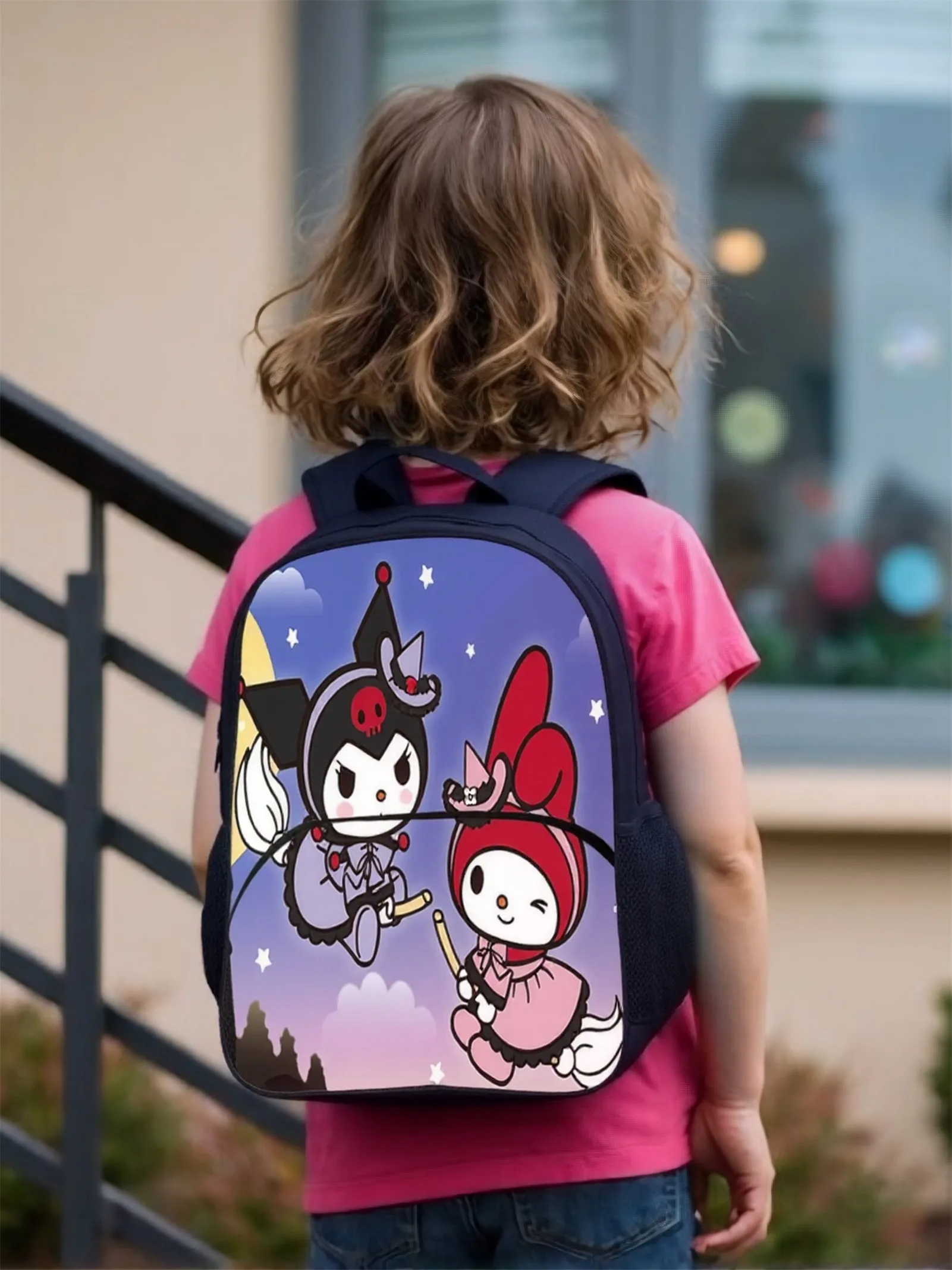

Милый рюкзак Kuromi, школьная сумка с героями мультфильмов, легкая сумка для книг с передним карманом для студентов, детей