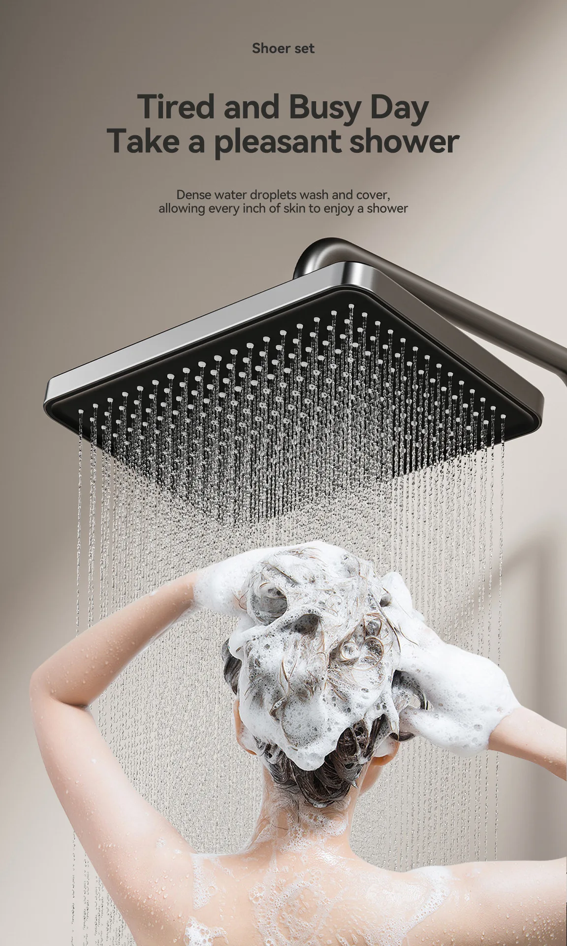 Multifunction Bathroom Shower System Set Hot and Cold Water Household Rotary Knob Pressurize Aluminum Gunmetal Gray Shower Set