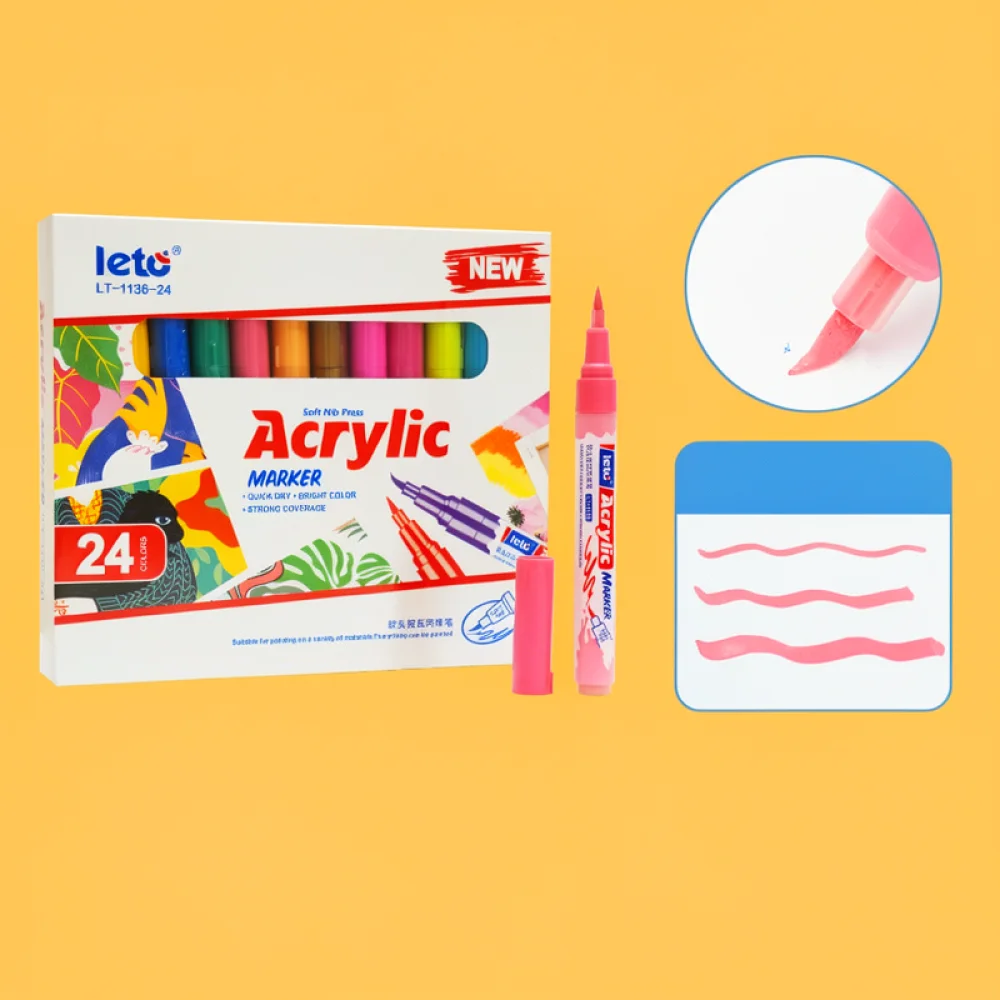 High Quality Acrylic Paint Pens Soft Brush Tip Liquid Ink System For Artistic Creation Drawing Coloring School Art Supplies Set