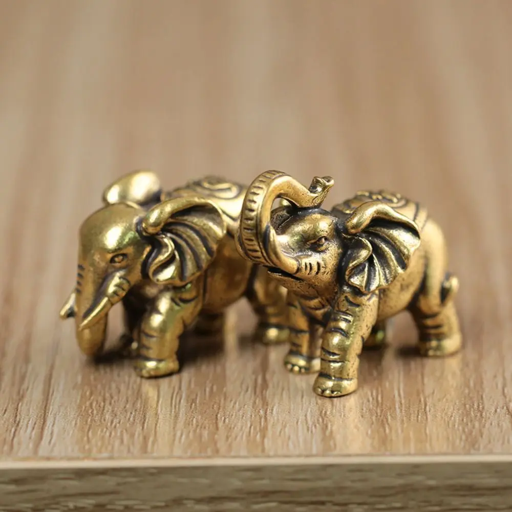 Portable Solid Blessed Elephan Miniatures Retro Mini Lucky Elephant Statue Cute Crafts Copper Animal Sculpture Decor Accessories