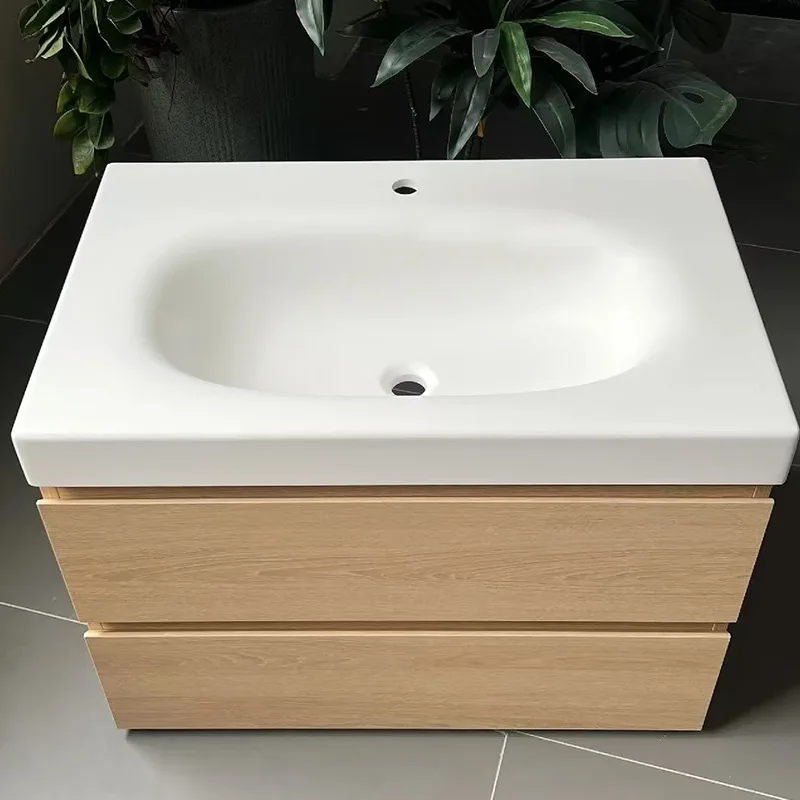Cream wind bathroom cabinet integrated basin combination washbasin pure acrylic basin
