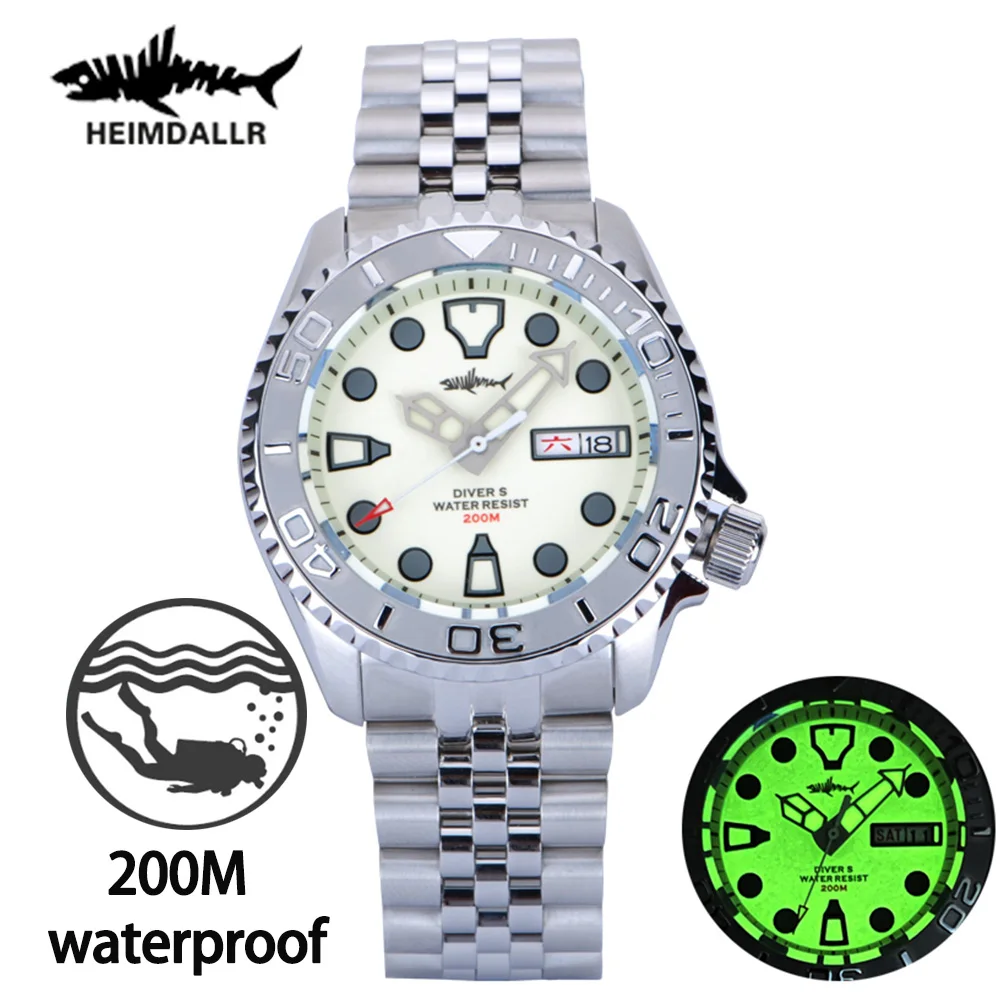 Heimdallr Watch For Men 42mm Full Luminous Dial Sapphire SKX007 Diver Watch Japan NH36 Movement Mechanical 200m Water Waterproof