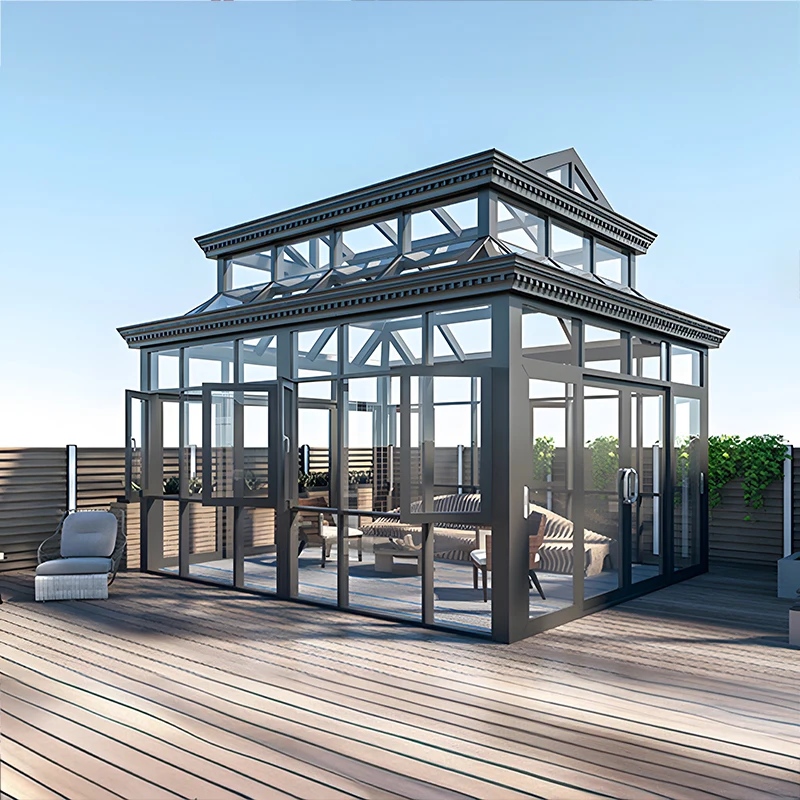 موافقة من CE لغرف الشمس الزجاجية للفصول الأربعة لحاويات فناء منزل الفيلا للاستخدام التجاري في غرفة الشمس في الأماكن الخارجية #2