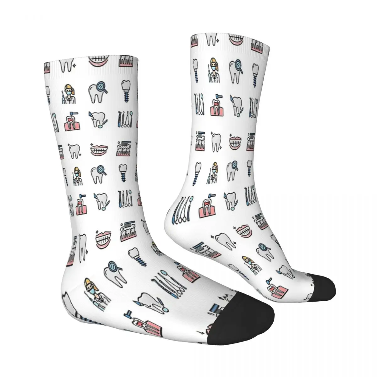 Dental Clipart Tooth Teeth Dental Braces Stomatology Department Socks Male Mens Women Winter Stockings Hip Hop