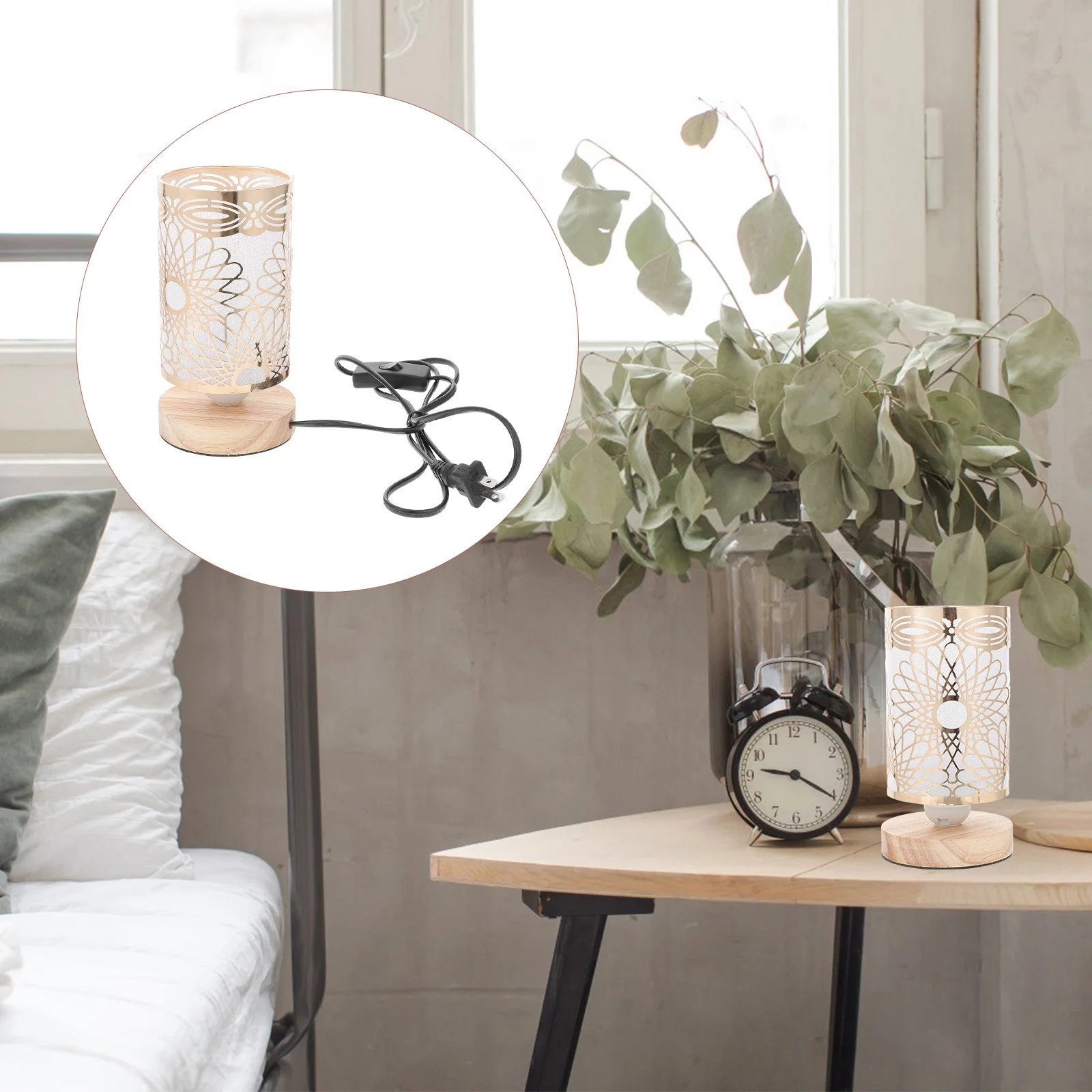 

Elegant Wooden Base Table Lamp for Bedside Reading Bedroom Living Room Nightstand Lamp Small Table Lighting Decor