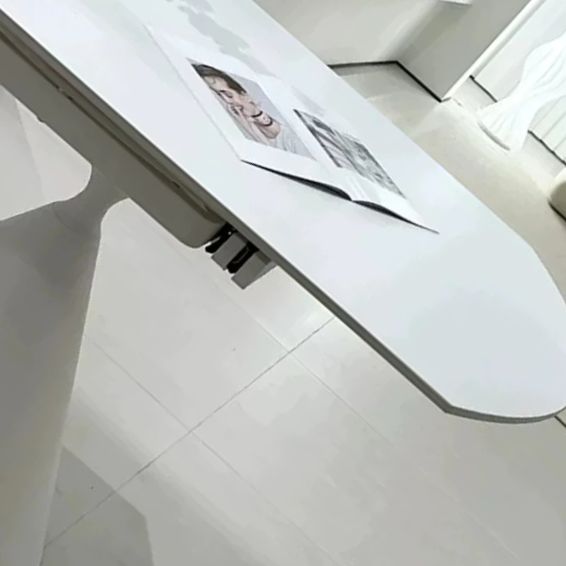 

Desk Dining Table Telescopic Multifunctional Pure White Round Table Folding Square Round Mesas De Jantar Apartment Furniture