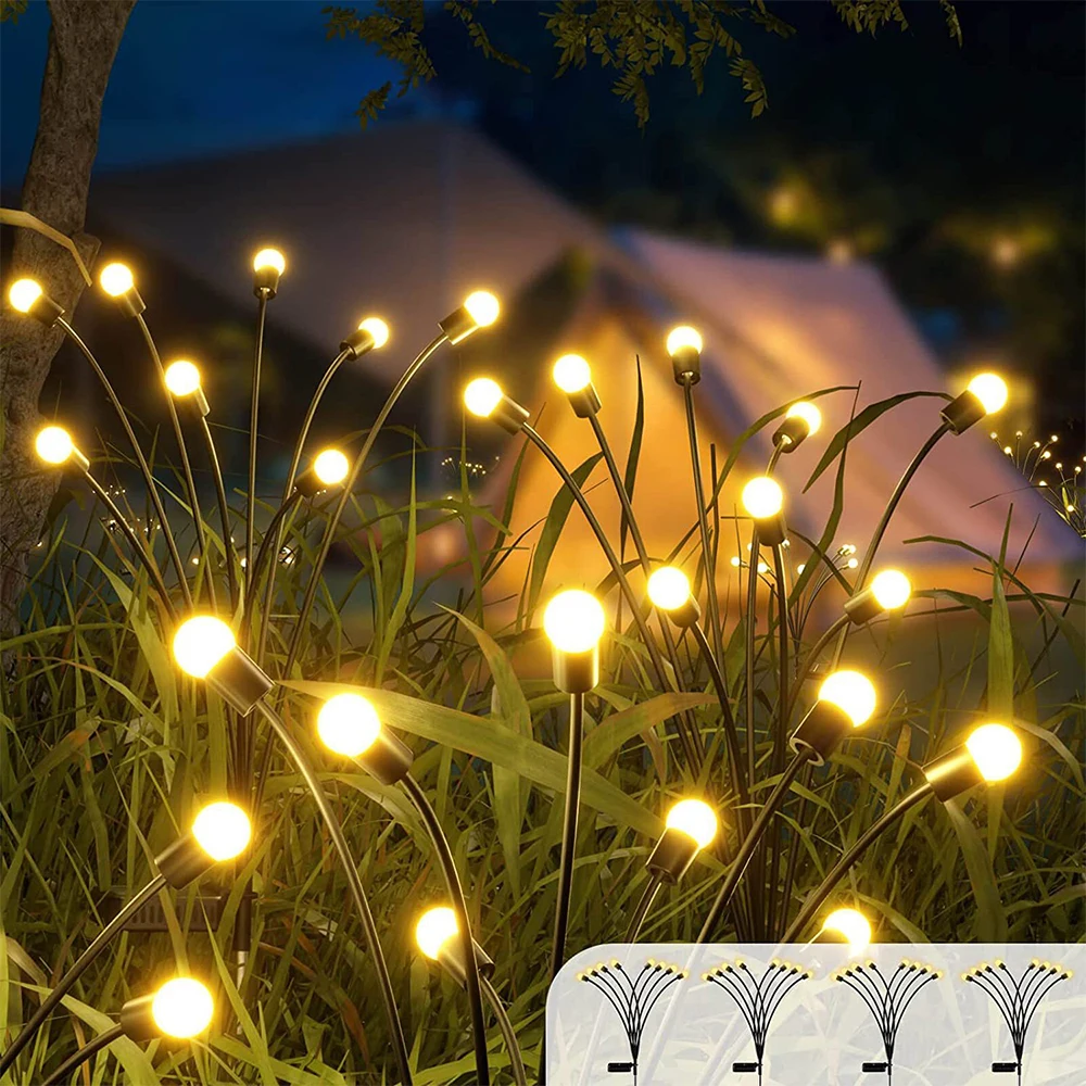 Solar Firefly Lights Outdoor Waterproof Paisagem Lights Lâmpadas solares do gramado Pátio Jardim Decoração Atmosfera Lights