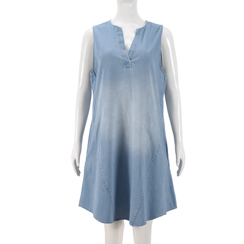 

2026 Spring/Summer Cowboy Sleeveless Casual V-neck Loose Fashion Vacation Beach Denim Dress