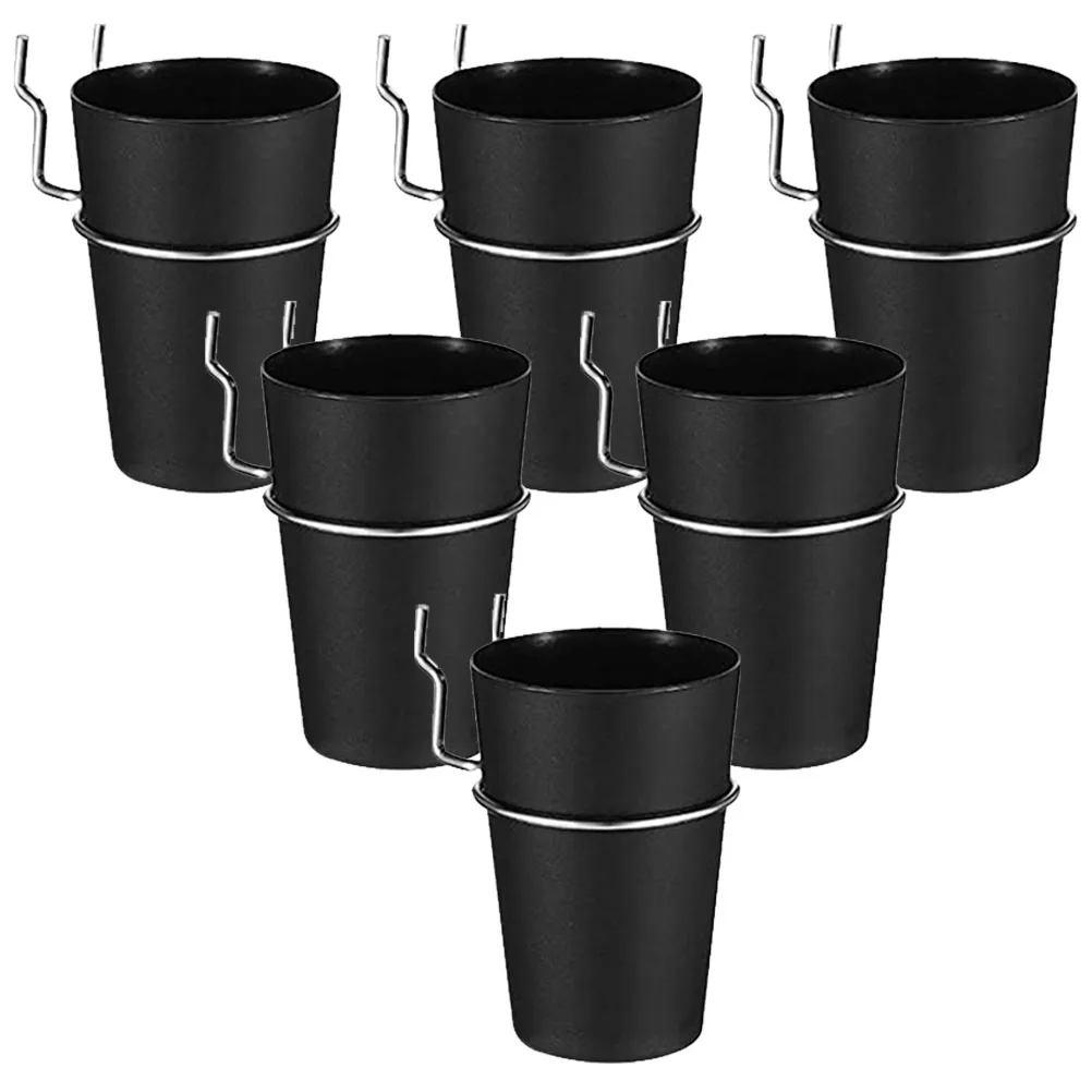 

6 set 6 Pegboard Cups with Hooks Black ABS Iron Material Storage Organizer for Garage Workshop Tool Parts Accessories