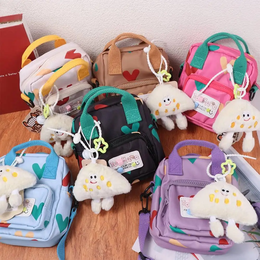 

Сумка через плечо в корейском стиле с мультяшным принтом в виде сердца любви, мини-сумочка с допамином и контрастной подвеской