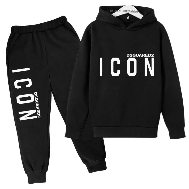 Kids Autumn Spring suits 3-13 Years Boys Girls Casual sweatshirts Outifts Children 2pcs IC Print Hoodie+Pants Sets
