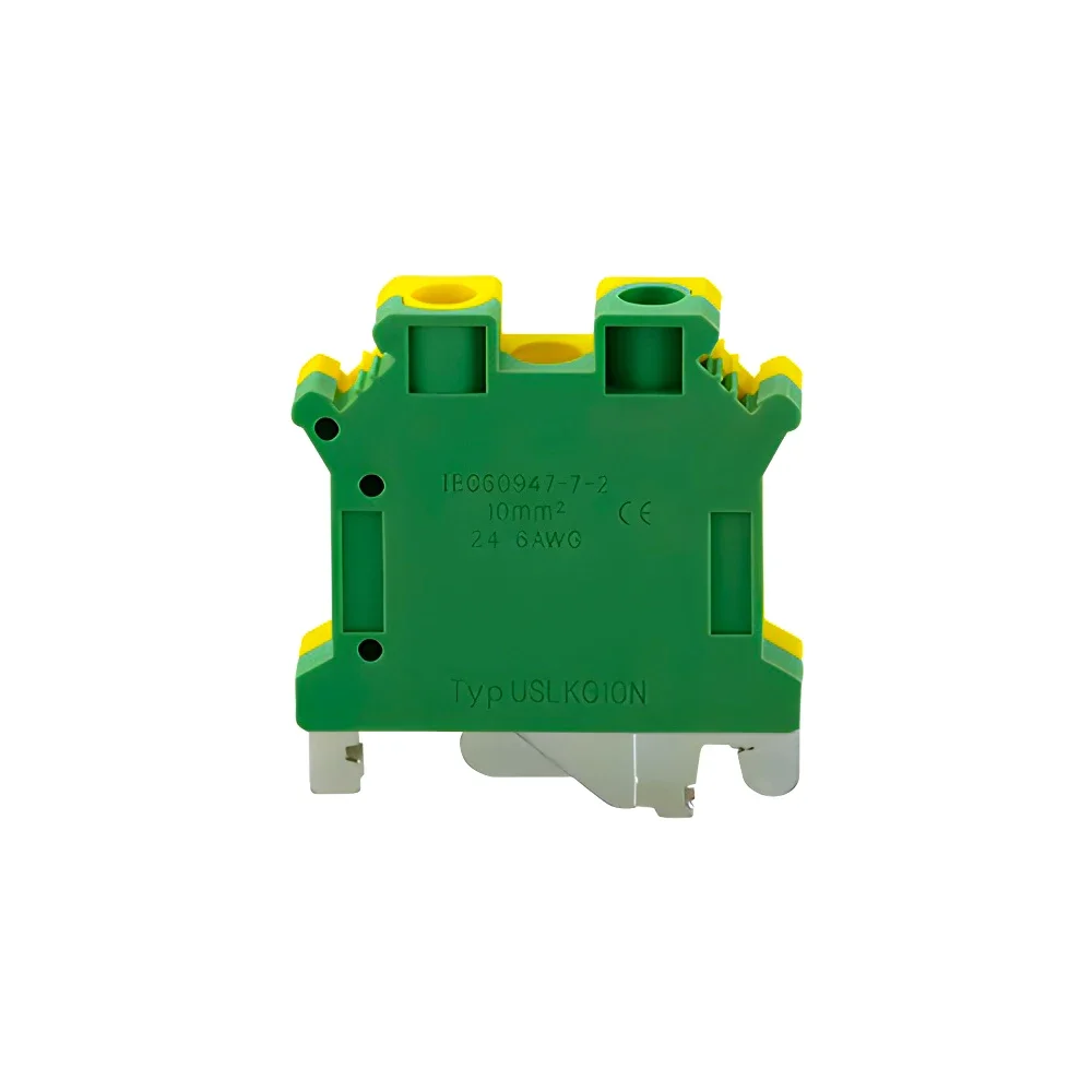 PE Din Rail Terminal Block 10Pcs USLKG-10N Screw Terminal Blocks Ground Universal Class Connector USLKG10N Wire Conductor