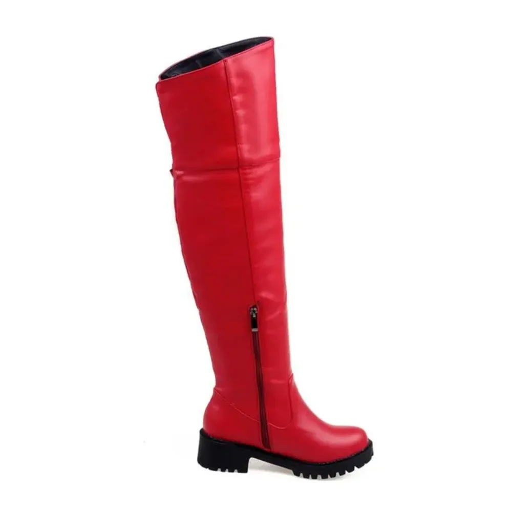 BLXQPYT Women\'s Super Big Size over Knee Half Wedge Boots Winter Warm Snow Fashion Footwear Shoes  30-52 X-01