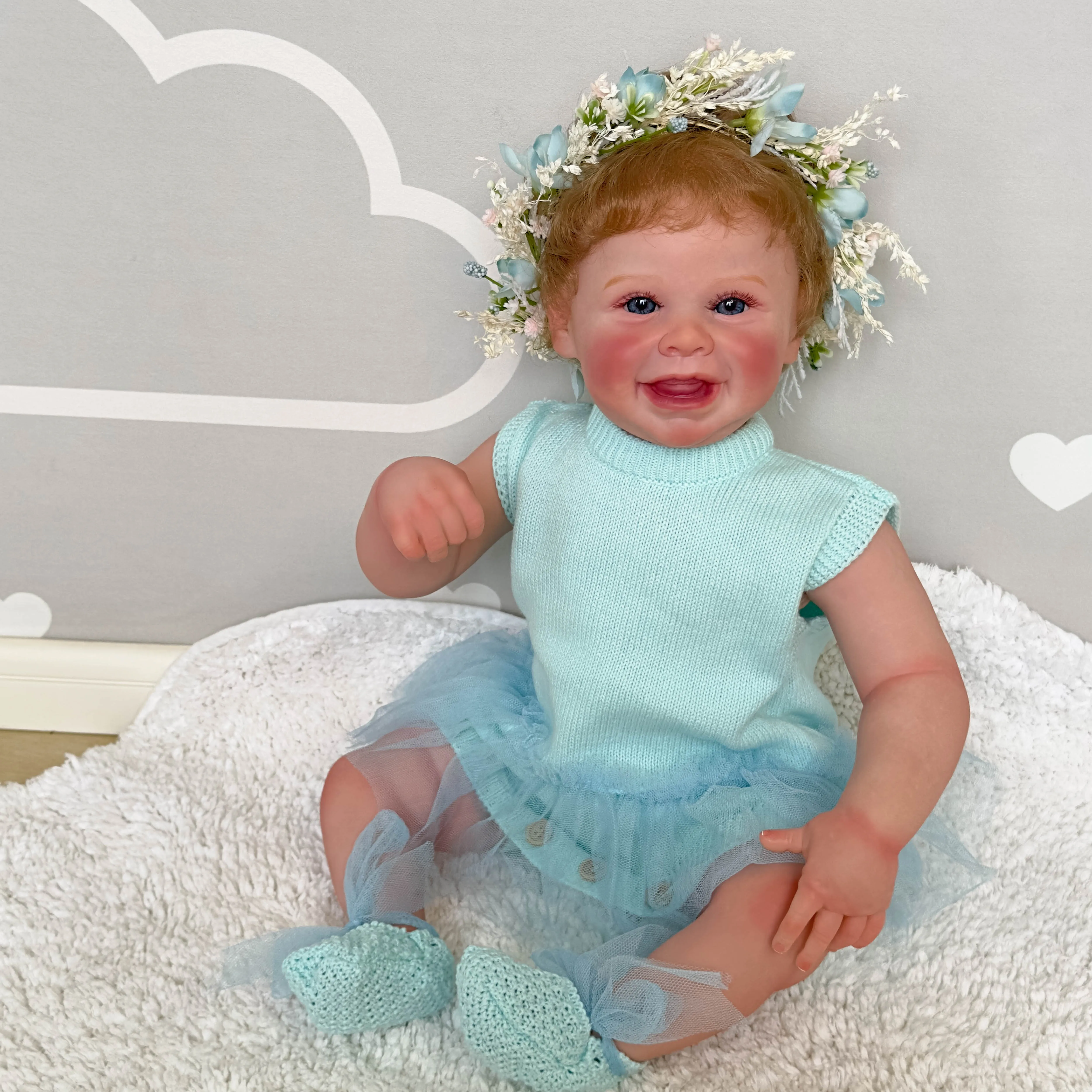 

NPK 20inch Newborn Doll Reborn Harper Lifelike Soft Touch Cuddly Body Doll Handmade with Genesis Paint Visible Veins Multiple