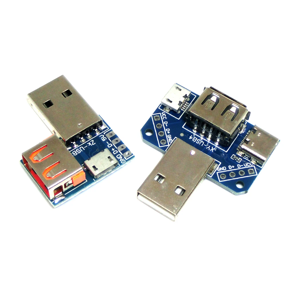 USB Head Switchboard Male USB Connector to Type-c Micro USB Female USB 2.54-4P transfer test board USB adapter plate XY-USB4