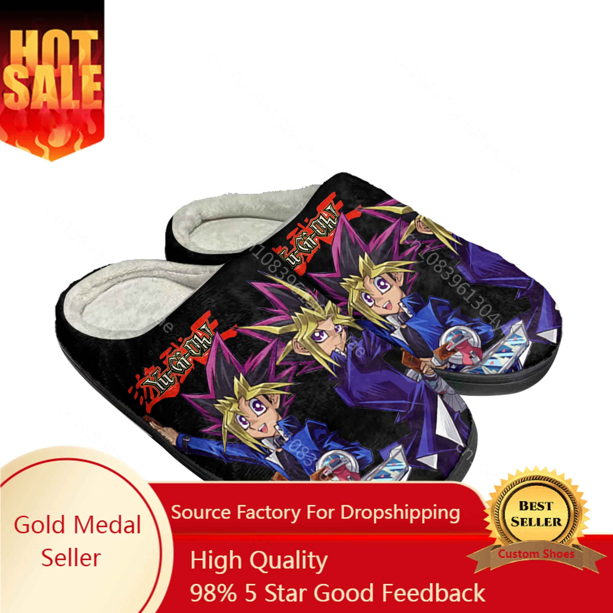 

Hot Yu-Gi-Oh Yami Mutou Millennium Puzzle Home Cotton Custom Slippers Mens Womens Sandals Plush Keep Warm Shoes Thermal Slipper