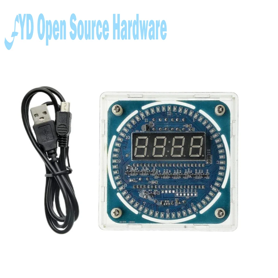  Alarm Electronic Digital Clock LED Temperature Display DIY Kit Learning Board 5V with shell DS1302 Digital LED Display Module