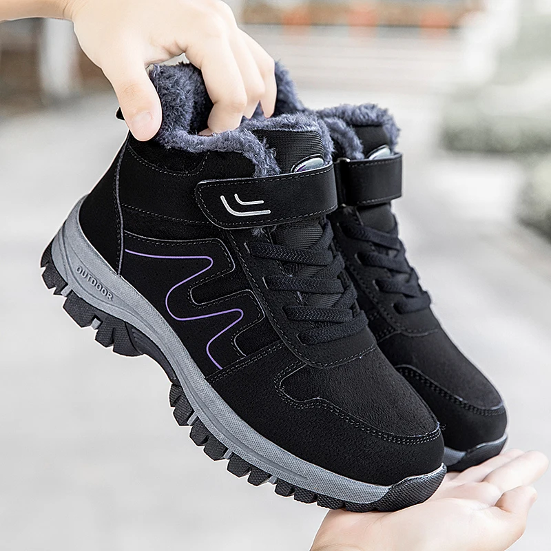 

Походные ботинки для мужчин, повседневная зимняя обувь на платформе, нескользящие теплые зимние ботинки на меху, уличные кроссовки для скалолазания для женщин, ботильоны