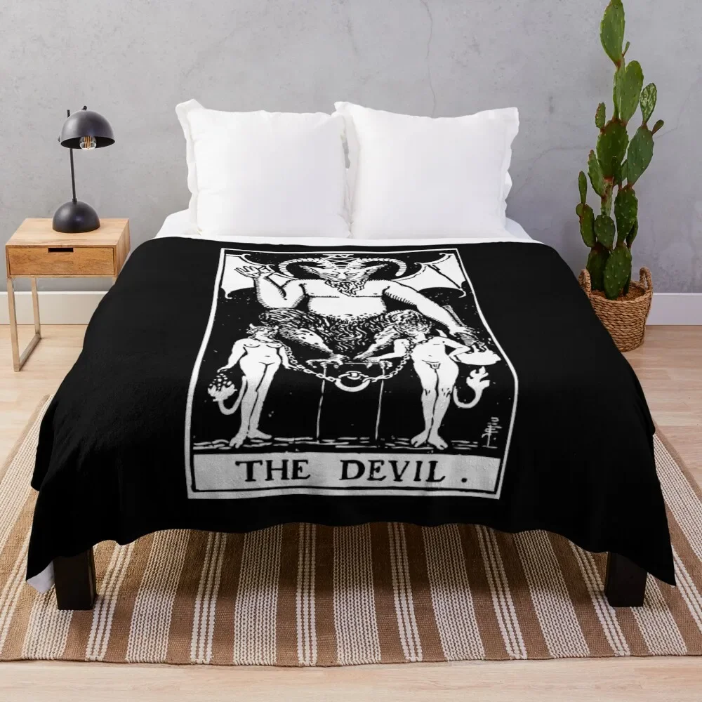 

Tarot Card : The Devil black & white Throw Blanket anime Large manga Blankets