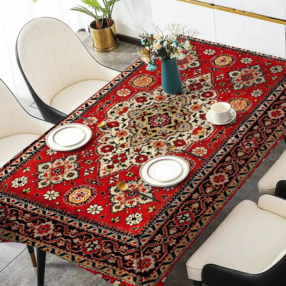 Vintage Persian Home Tablecloths Dining Decoration And Rectangular Table Accessories Waterproof Cloth Anti-stain