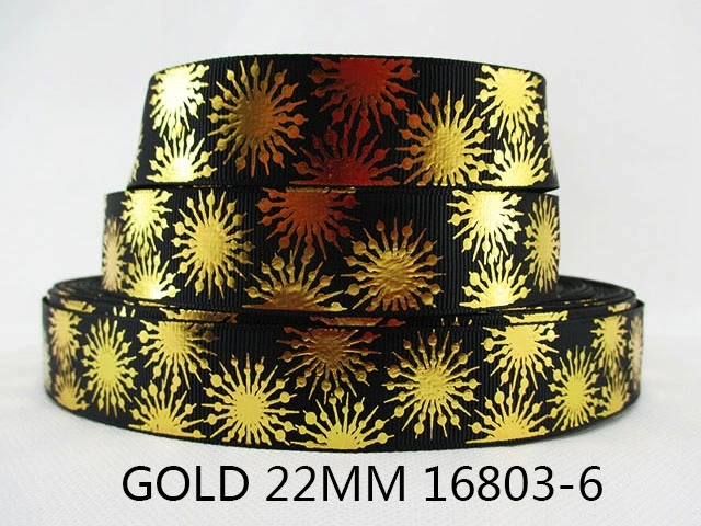 5 Yards 22mm Silver Gold Foil Leopard Flowers Geometric Patterns Polyester Ribbon DIY Handmade Materials,5Yc3063