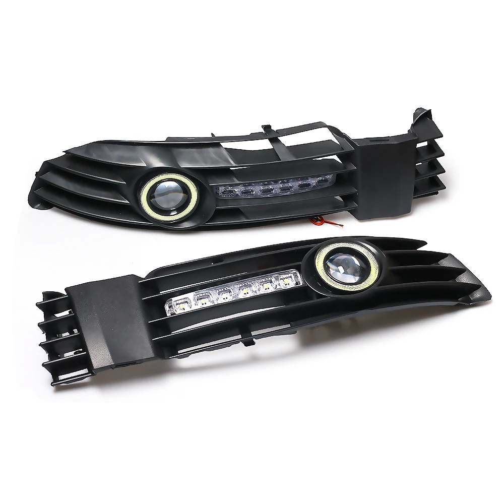 For VW Passat B5 B5.5 2000-2005 1 pair Angel Eye Daytime Running Light Car Front Fog Lights Grille With LED Light Lamp